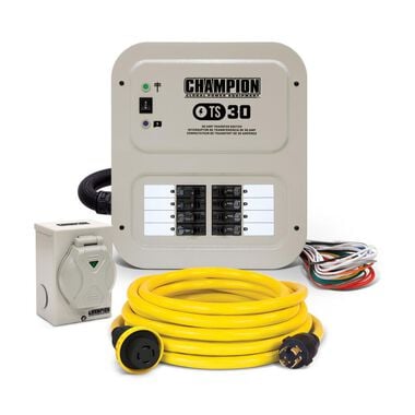 Champion Power Equipment 30 Amp Manual Transfer Switch with 25 ft Power Cord and Weather-Resistant Power Inlet Box
