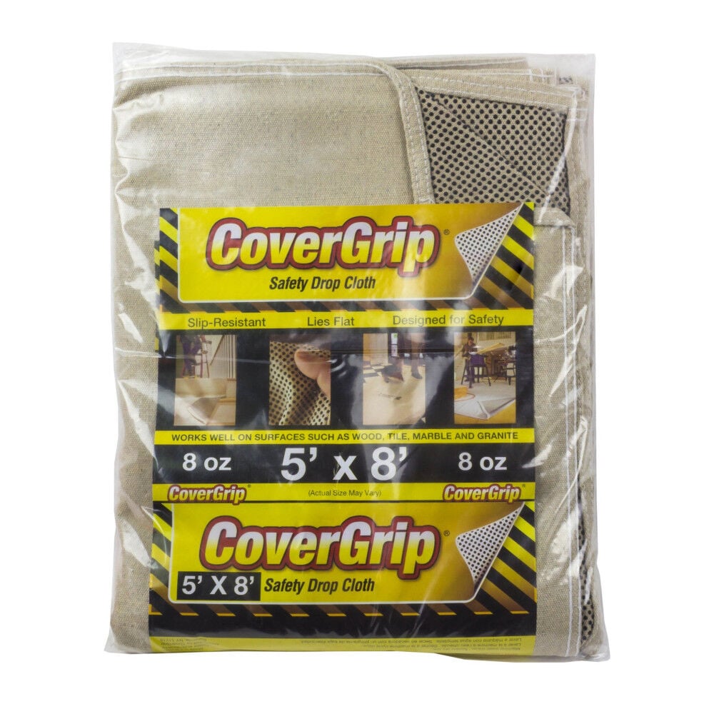 CoverGrip 5 Foot x 8 Foot 8 Ounce Slip Resistant Classic Safety Drop Cloth – 005808