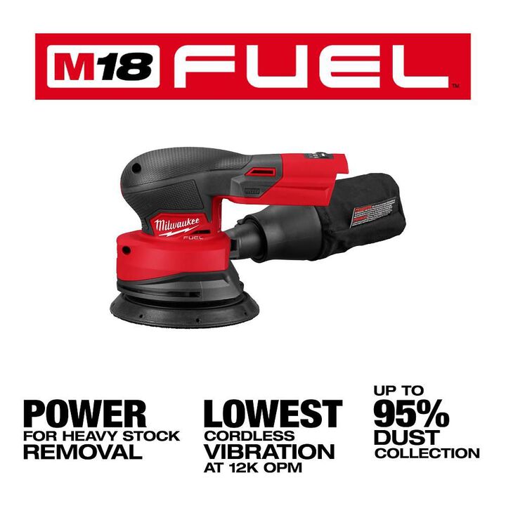Milwaukee M18 FUEL 5 Inch Random Orbital Sander & M18 REDLITHIUM HIGHOUTPUT 6.0 Starter Kit with Battery & Charger Bundle, large image number 2