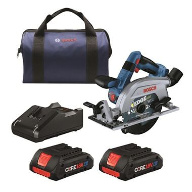 Bosch 18V 6 1/2in Circular Saw Blade Left Kit with 2 CORE18V 4Ah Compact Batteries