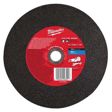 Milwaukee 9inch X 3/32inch X 7/8inch Metal Cut-Off Wheel, large image number 0