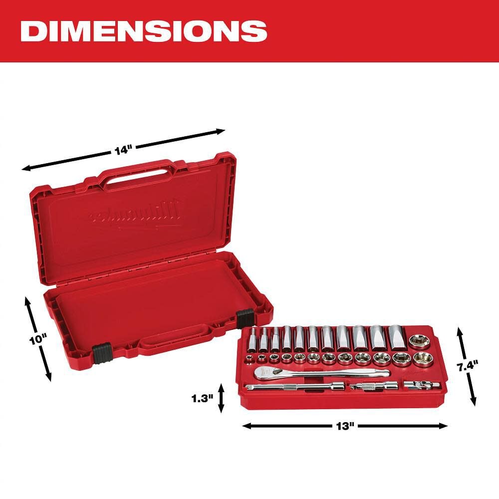 Milwaukee 3 8 In Drive 28 Pc Ratchet Socket Set Sae 48 22 9408 - Image 6