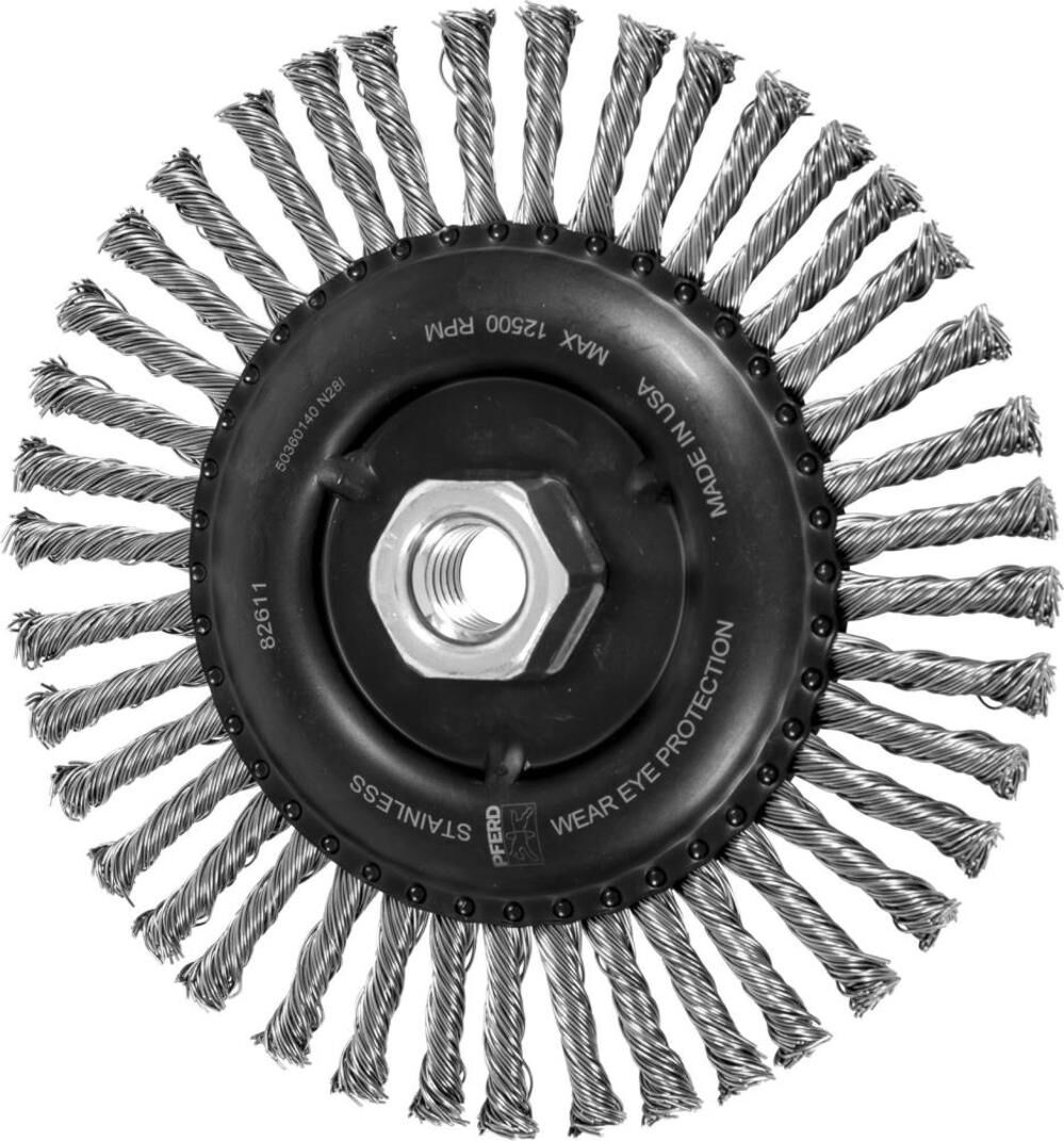 Pferd 6in Stringer Bead Knot Wheel - .020 SS Wire 5/8-11 Thread 40 Knots, large image number 1