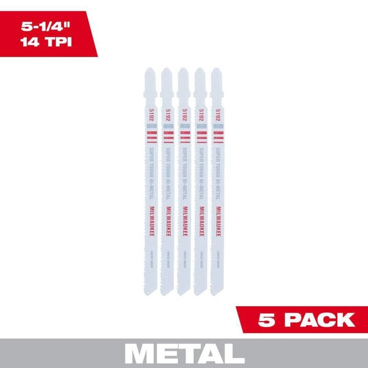 Milwaukee 5-1/4 in. 14 TPI Bi-Metal Jig Saw Blade 5PK