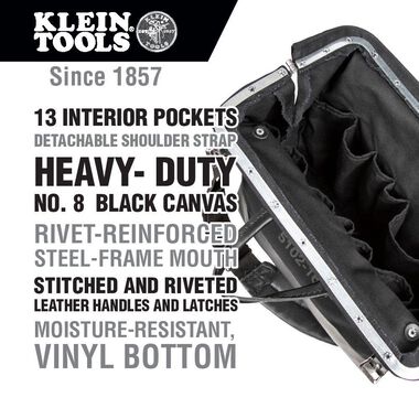 Klein Tools Deluxe Black Canvas Tool Bag 16-Inch, large image number 1