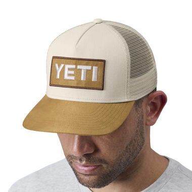Yeti Logo FX Suede Brim Trucker Hat - Khaki/Tan