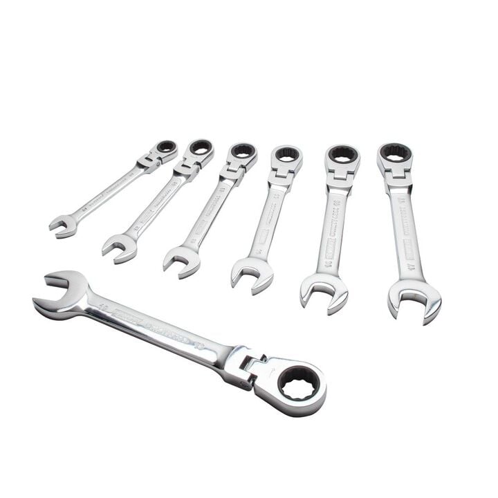 DEWALT 7 Piece Ratcheting Flex Head Combination Wrench Set