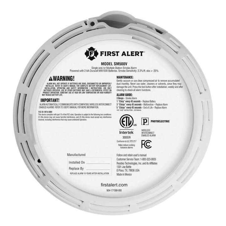 First Alert SM500V Interconnect Battery Smoke Alarm with Voice Alerts 2 Pack, large image number 5