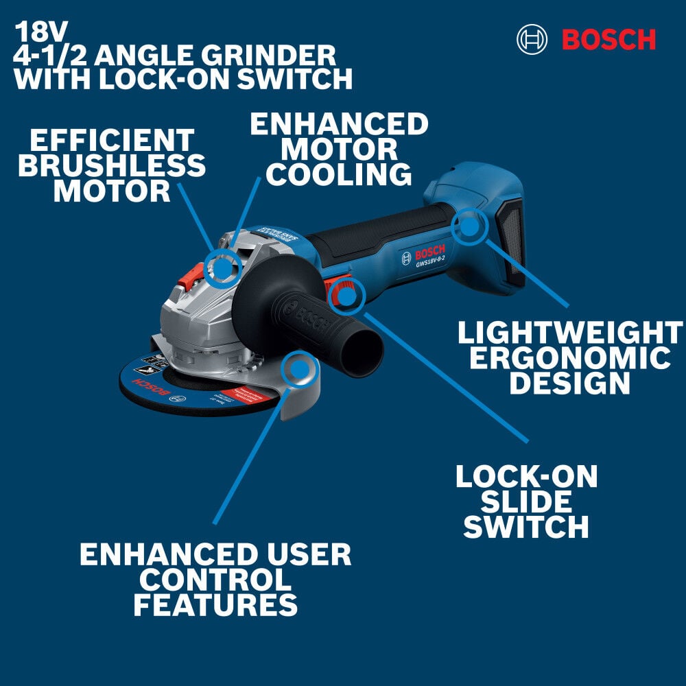 Bosch 18 V 4 1/2 Inch Angle Grinder (Bare Tool), large image number 2