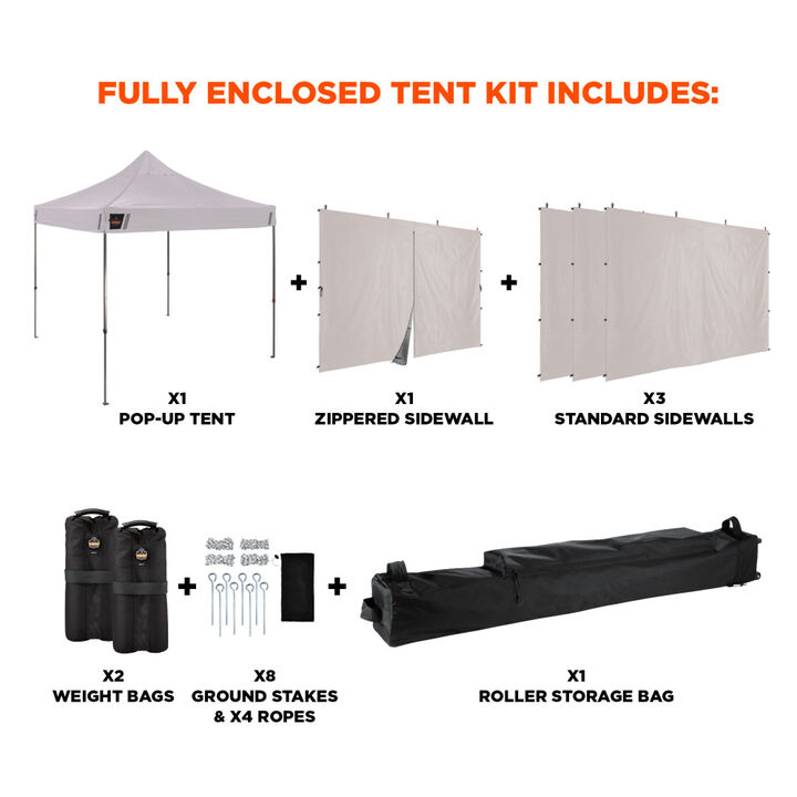 Ergodyne 10 Ft x 10 Ft Enclosed Pop-Up Tent Kit White, large image number 1