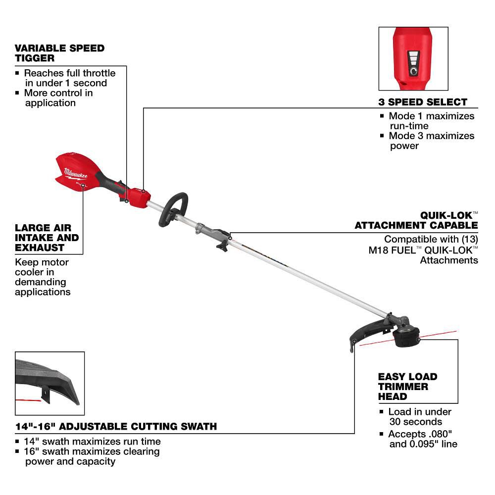 Milwaukee M18 FUEL String Trimmer with QUIK LOK Bare Tool 3016 20ST Acme Tools