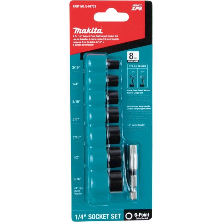 Makita Impact XPS 1/4in SAE Impact Socket Set 8pc, large image number 1