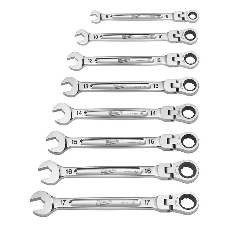 Milwaukee Combination Wrench Metric Flex Head Ratcheting Set 7pc, large image number 12