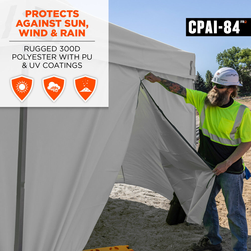Ergodyne 10 Ft Pop-Up Tent Zipper Door Sidewall White, large image number 6