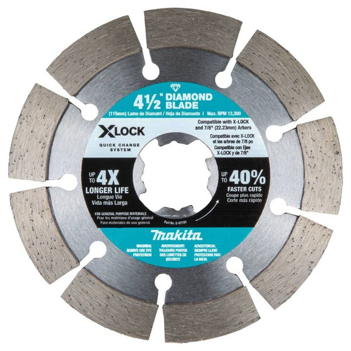 Makita XLOCK 4 1/2 Inch Segmented Rim Diamond Blade for Masonry