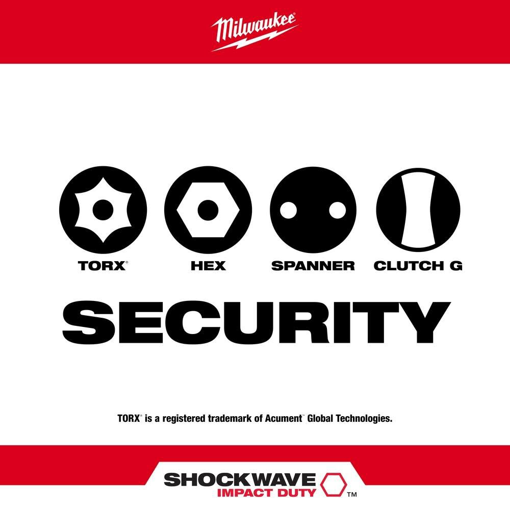 Milwaukee 9 Piece SHOCKWAVE Impact Security Insert Bit Set 1Pk 48 32 4620 Acme Tools