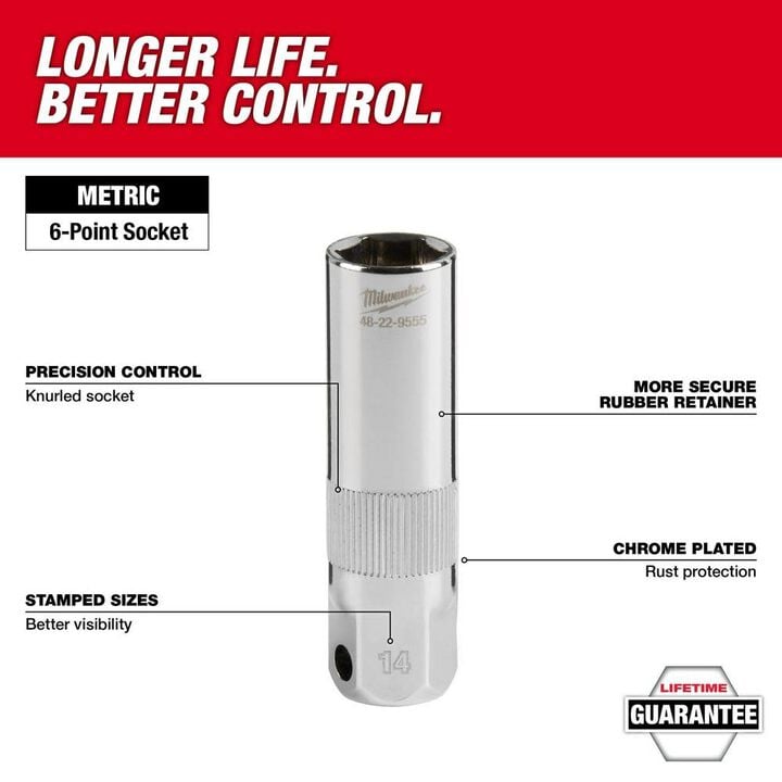 Milwaukee 3/8in Drive 18mm Spark Plug Socket, large image number 1