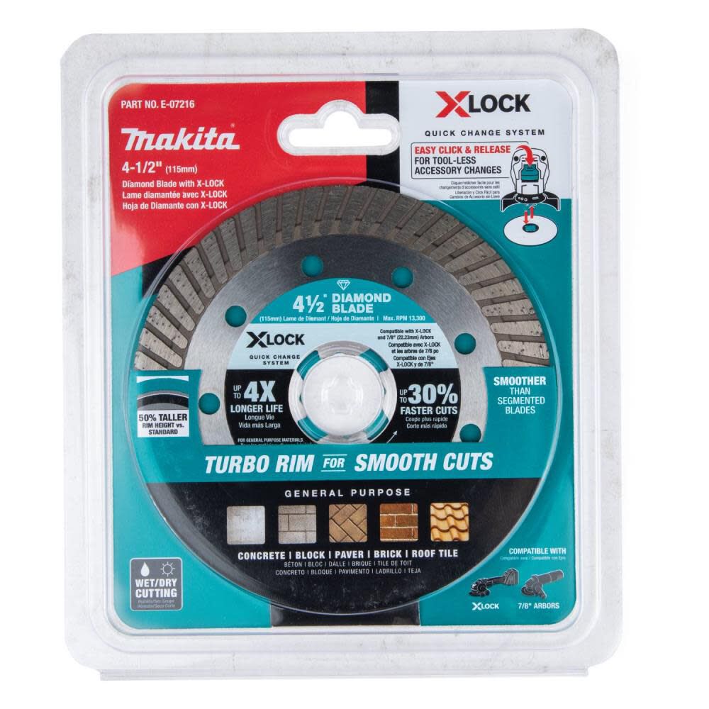 Makita XLOCK 4 1/2 Inch Turbo Rim Diamond Blade for Masonry