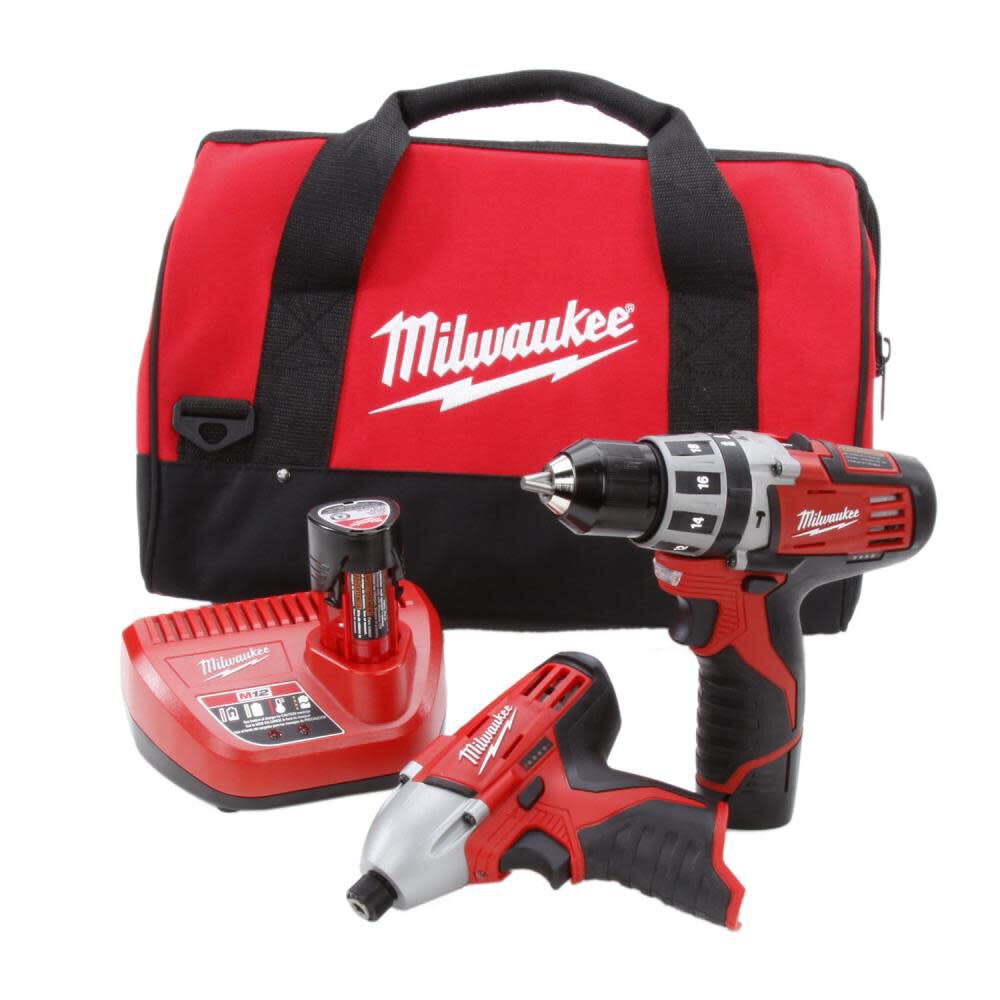 Milwaukee M12 12V Hammer Drill/Impact Driver Combo Kit 2 Tool 2497-22 ...