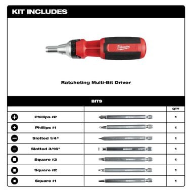 Milwaukee 9-in-1 Square Drive Ratcheting Multi-Bit Driver, large image number 1