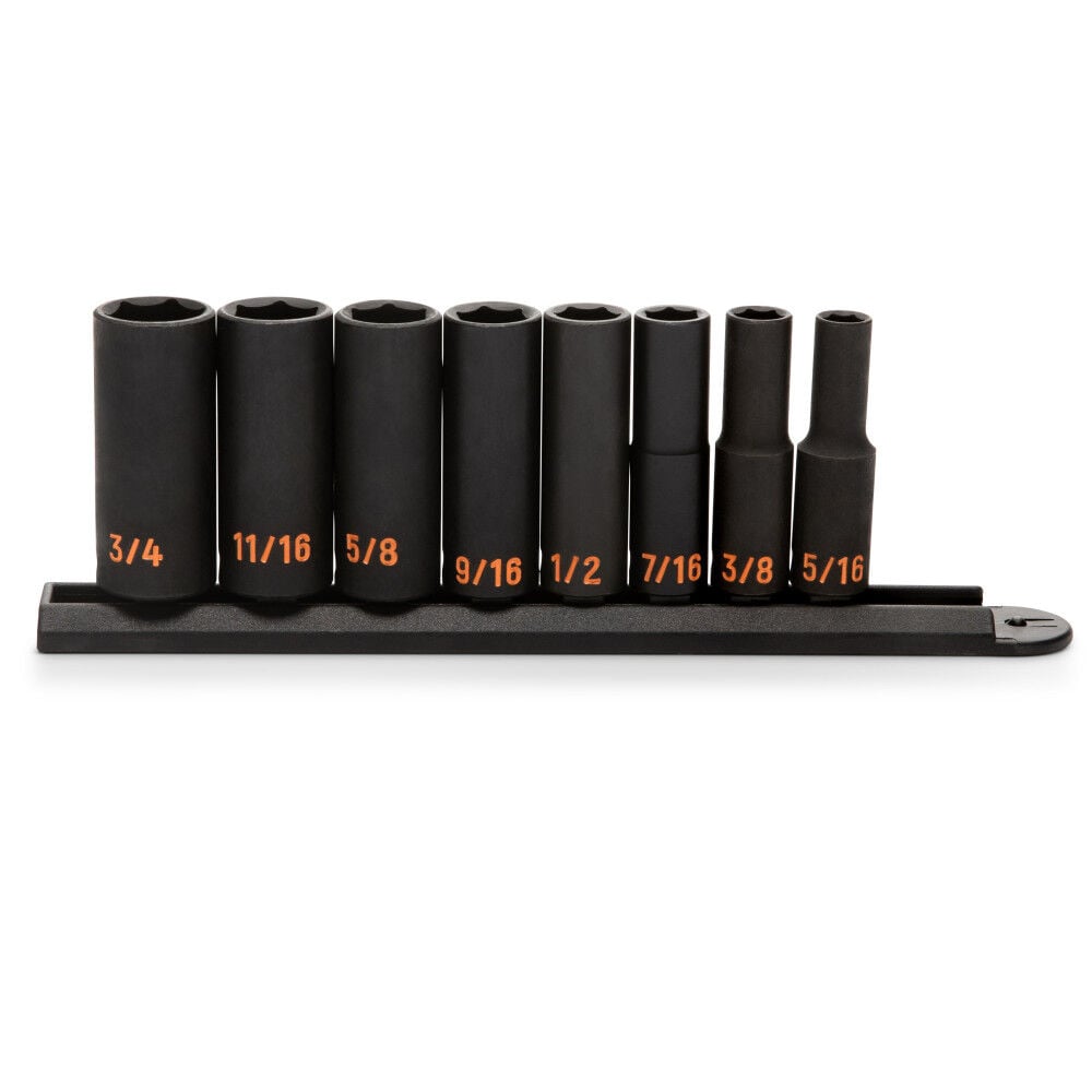 GEARWRENCH 3/8 Inch Drive 6 Point SAE Hi-Viz Deep Impact Socket Set 8 Pieces, large image number 2