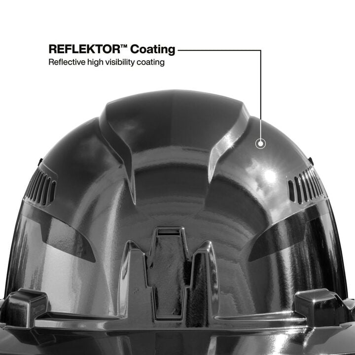 Klein Tools Class C Hard Hat REFLEKTOR Black Chrome Vented Full Brim with Headlamp, large image number 1