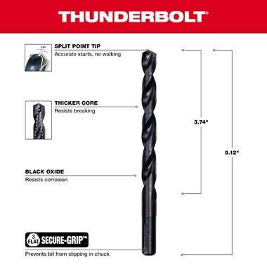Milwaukee 25/64 in. Thunderbolt Black Oxide Drill Bit, large image number 2