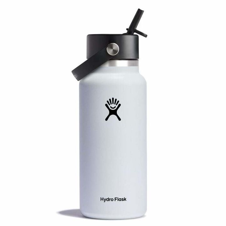 Hydroflask 32 Oz White Stainless Steel Wide Mouth Water Bottle with Flex Cap