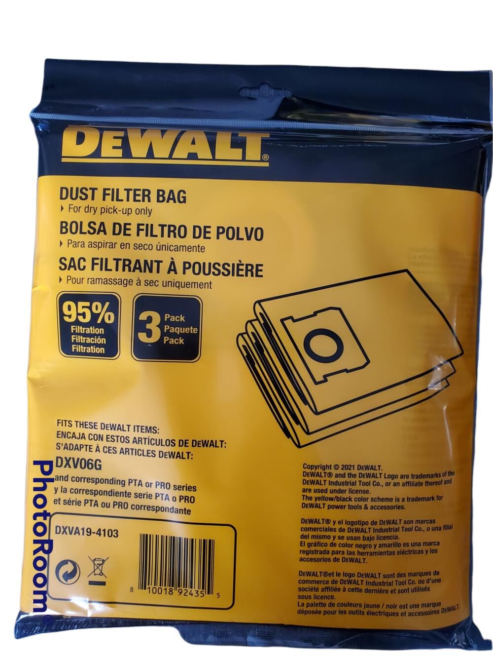 DEWALT 6 Gallon Disposable Dust Filter Bag, large image number 1