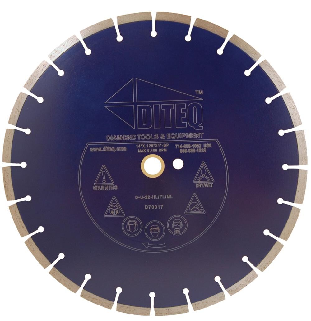 Diteq U-22 14 Inch Premium Segmented Rim Diamond Blade for Concrete with Rebar – D70017