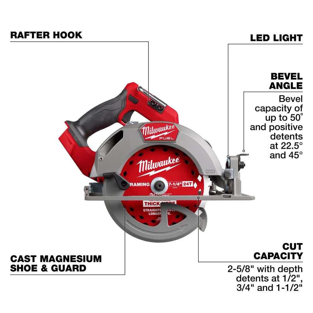 Milwaukee 7-1/4 Inch Circular Saw and M18 Forge XC 18V 8Ah Battery Pack with Fuel Indicator Bundle, large image number 15