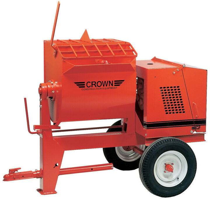 Crown Construction Equipment 6SR-GH5 6 Cu. Ft. Mortar Mixer Towable 5.5 HP Honda with Ball Hitch