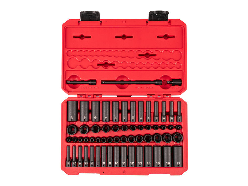 Tekton 1/4 Inch 6 Point Impact Socket Set, 61 Pieces (5/32-11/16 Inch, 4-17 mm), large image number 2