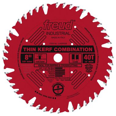 Freud 8 In. x 40T Thin Kerf Combination Blade, large image number 0