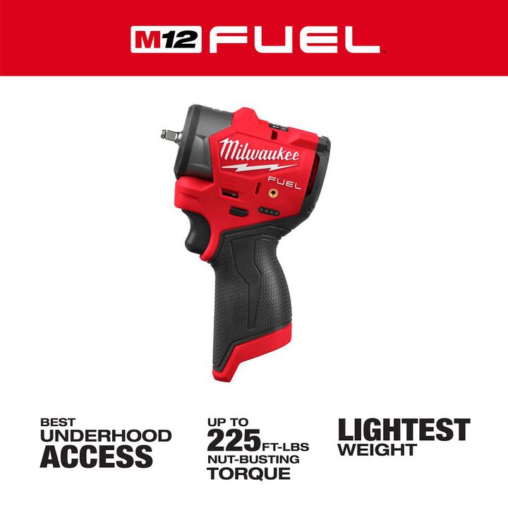 Milwaukee M12 FUEL 3/8 Inch Subcompact Impact Wrench with Friction Ring (Bare Tool), large image number 1