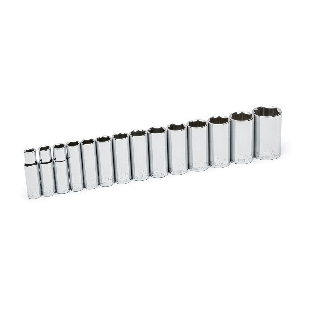 GEARWRENCH 1/2in Drive 6 Point Deep SAE Socket Set 14pc, large image number 1