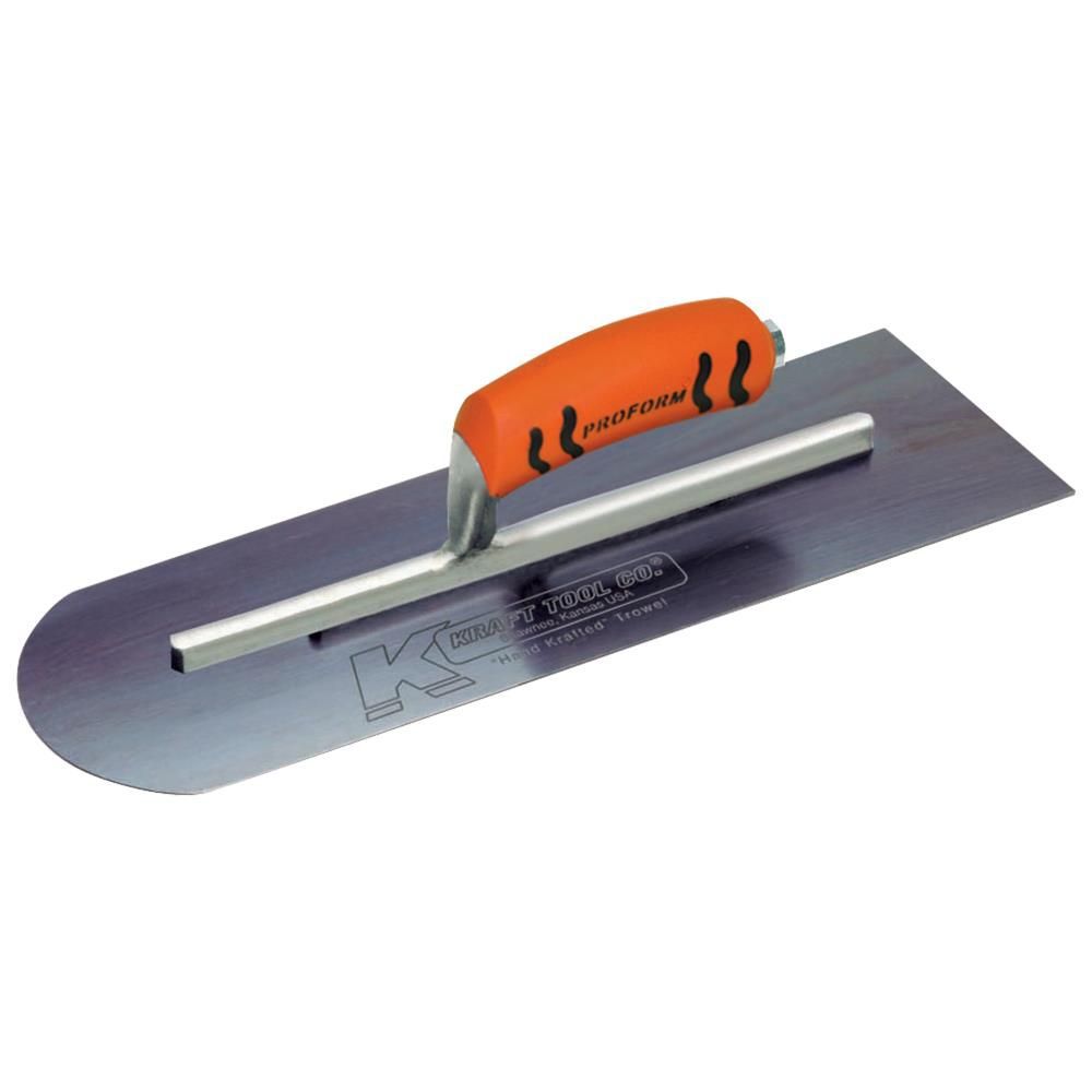 Kraft Tool Co 12in x 4in Blue Steel Round Front/Square Back Cement Finishing Trowel, large image number 1