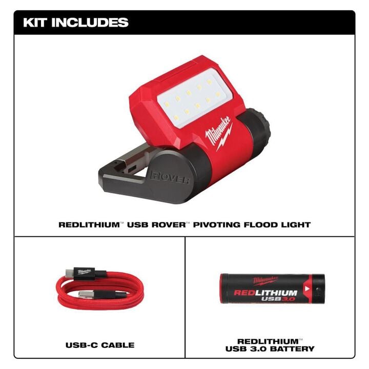 Milwaukee USB Rechargeable Rover Pivoting LED Flood Light, large image number 1