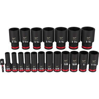 Milwaukee Impact Socket 19PC 1/2in Drive SAE DP 6Point Tool Set, large image number 0