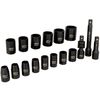 Milton 1/2 Drive Shallow 6-Point Impact Socket Set 11-30mm Metric Steel Coated Black Oxide Finish with Universal Joint & Extension Bars 17pc, small image number 4