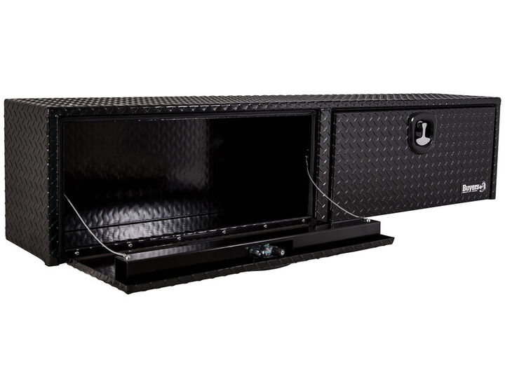 Buyers Products Company 16x13x88 Inch Gloss Black Diamond Tread Aluminum Topsider Truck Box, large image number 0