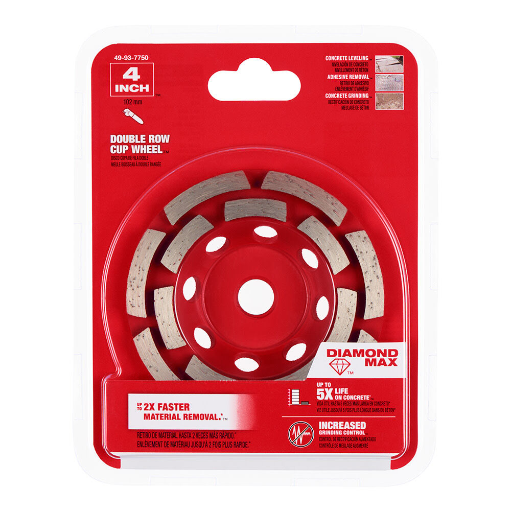 Milwaukee DIAMOND MAX 4 Inch Double Row Segmented Rim Diamond Cup Wheel for Concrete Grinding, large image number 6