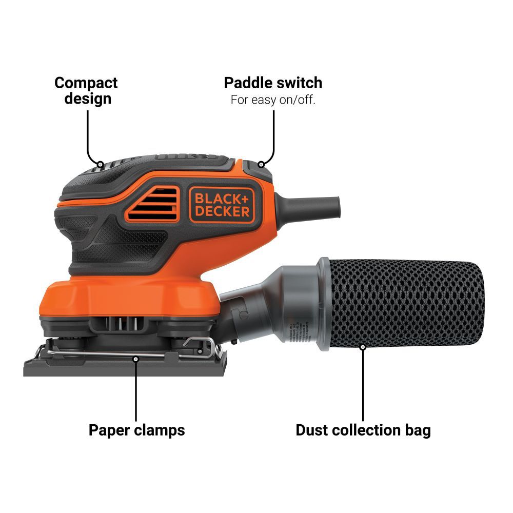 Black and Decker 2.0 Amp Electric 1 4 Sheet Orbit Sander BDEQS300