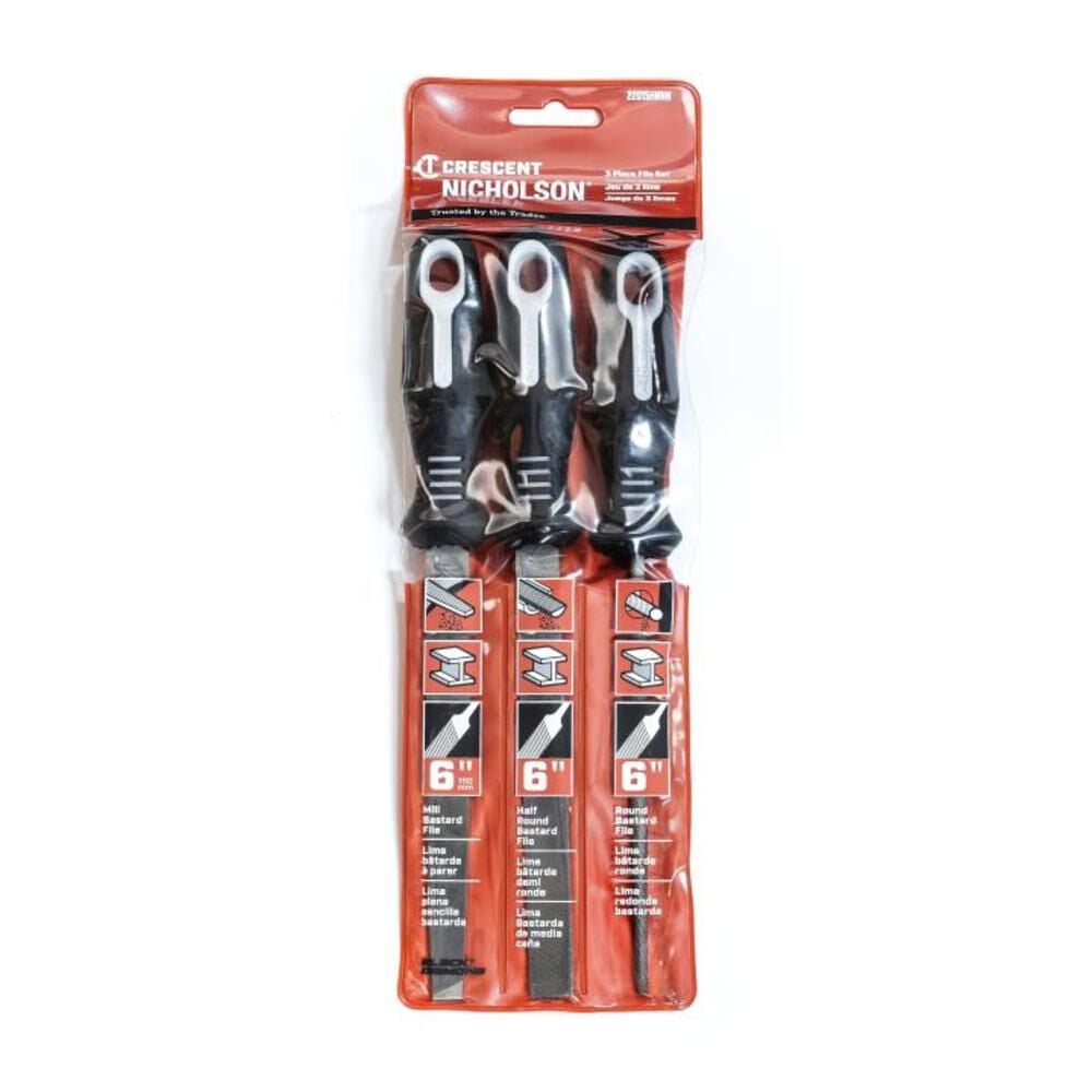 Crescent Nicholson Bastard File Set with Ergonomic Handles 6in 3pc, large image number 3
