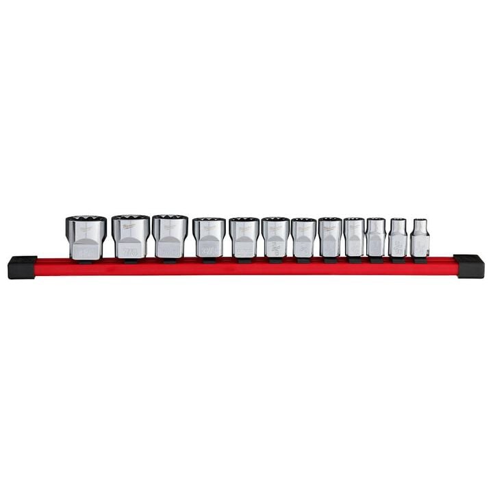 Milwaukee 3/8 Inch Drive 12-Point SAE Socket Set, 12 Pieces