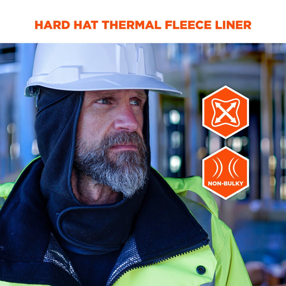 Ergodyne 6851 Long Fleece Hard Hat Liner Black, large image number 2