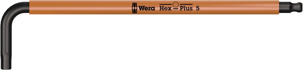 Wera 950 PKL BM BlackLaser Metric L-Key – 7mm X 190mm Ballpoint Hex Key With Hex-Plus Tech, Pack Of 10
