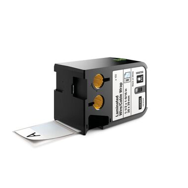 Dymo XTL 1 1/2in x 1 9/16in Laminated Wire/Cable Wrap Black On White, large image number 0