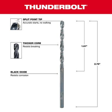 Milwaukee 1/8 In. Thunderbolt Black Oxide Drill Bit, large image number 2