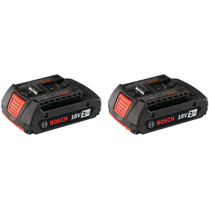 Bosch 18V 2Ah Lithium Ion Power Tool Battery Pack with Fuel Indicator (2 pack)